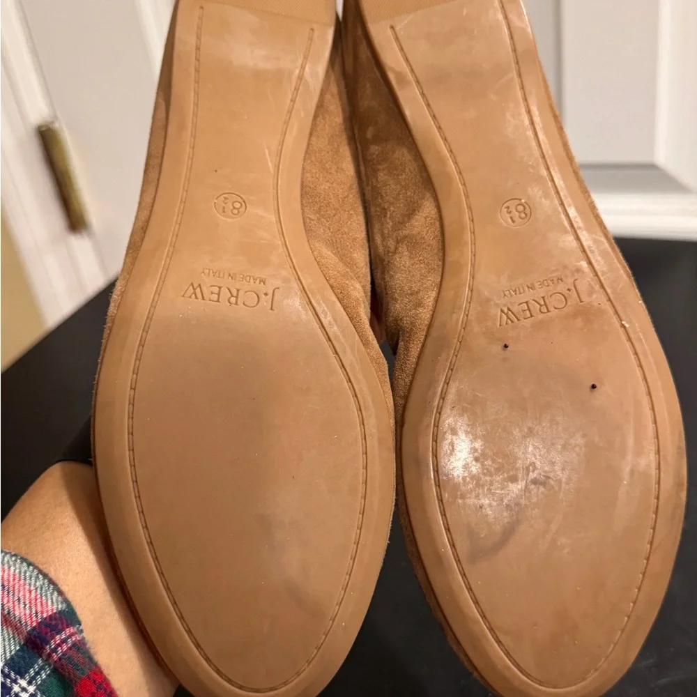 J. Crew Tan Suede Studded Flats 8.5 made in Italy